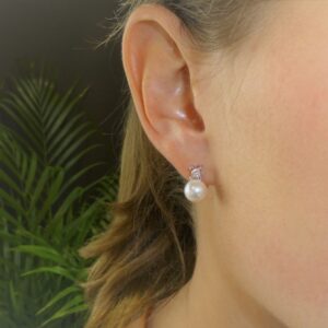 Pendientes Tu y Yo Perla y Diamante