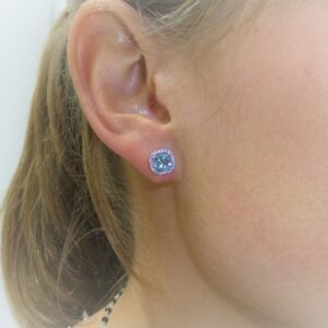 Pendientes Oro blanco con Topacio y Diamantes