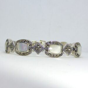 Pulsera Plata Nácar y Marquesitas