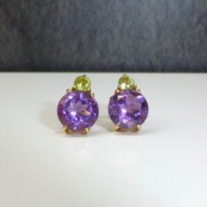 Pendientes Oro con Amatista y Peridoto