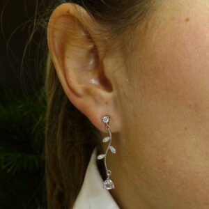 Pendientes Largos Plata con Zircóns White