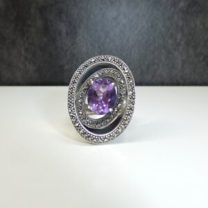 Anillo Plata con Amatista y Marquesitas