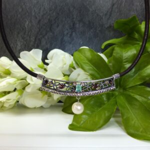 Gargantilla Plata con Piedras Naturales y Perla