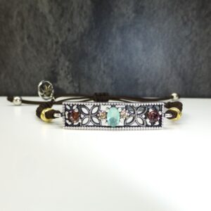 Pulsera Plata Macramé con Piedras Naturales