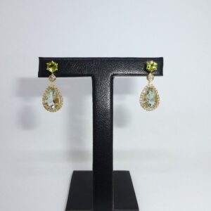 Pendientes Oro con Amatista y Diamantes