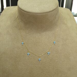 Gargantilla Oro Cruces Turquesa