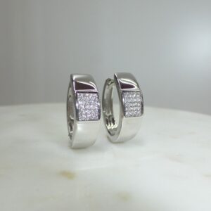 Pendientes Aros Oro blanco con Diamantes