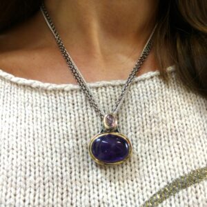 Collar Plata con Amatista y Turmalina Rosa