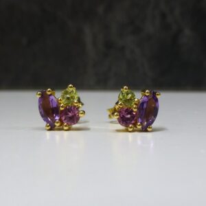 Pendientes Oro con Amatista y Peridoto