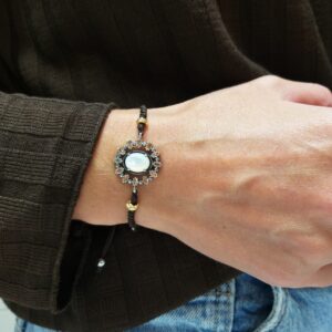 Pulsera Plata con Nácar y Zircons brown