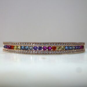 Pulsera Esclava Plata con Piedras Multicolor