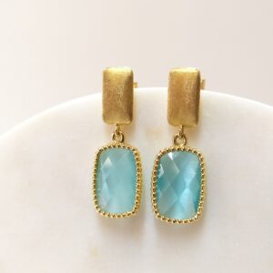 Pendientes Oro con Aguamarina
