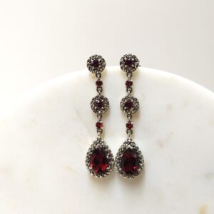 Pendientes Plata Granate y Marquesitas